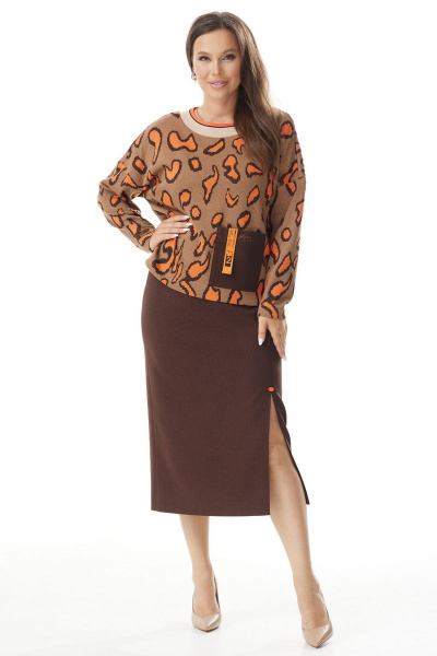 Блуза, юбка Магия моды 2318 оранж_ шоколад - фото 1