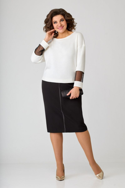 Туника, юбка Мишель стиль 1089-2 черно-белый - фото 1