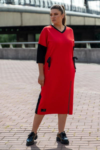 Платье Andina 821-1 черный-красный - фото 8