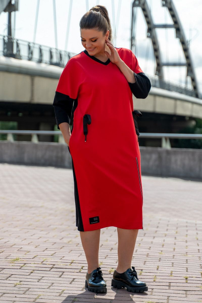 Платье Andina 821-1 черный-красный - фото 6
