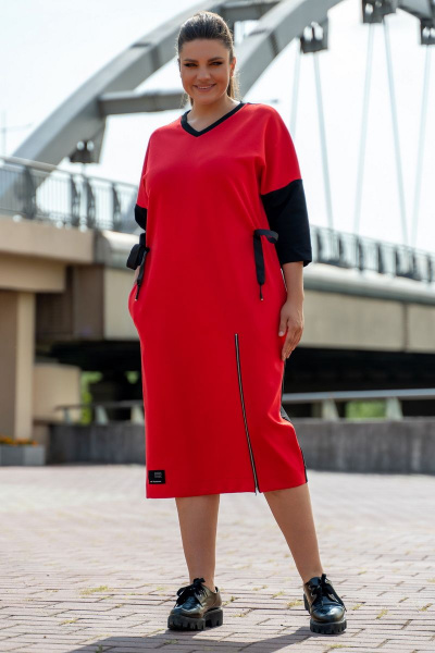 Платье Andina 821-1 черный-красный - фото 1