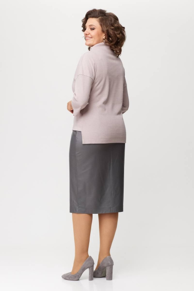 Джемпер, юбка Karina deLux M-1164 пудра/серый - фото 3