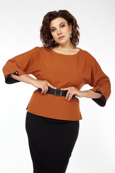 Блуза, юбка VI ORO 1094 черный/коричневый - фото 2