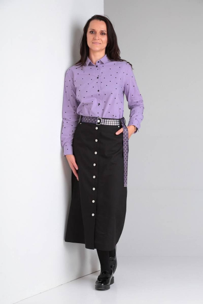 Рубашка, юбка Ma Vie М648 черный/фиолетовый - фото 5