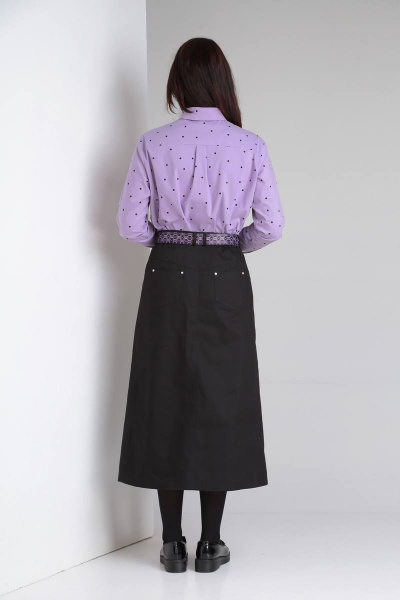 Рубашка, юбка Ma Vie М648 черный/фиолетовый - фото 2