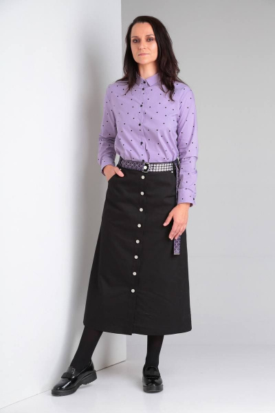 Рубашка, юбка Ma Vie М648 черный/фиолетовый - фото 1