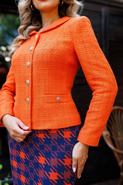 Жакет, юбка Мода Юрс 2593-1 оранжевый - фото 5
