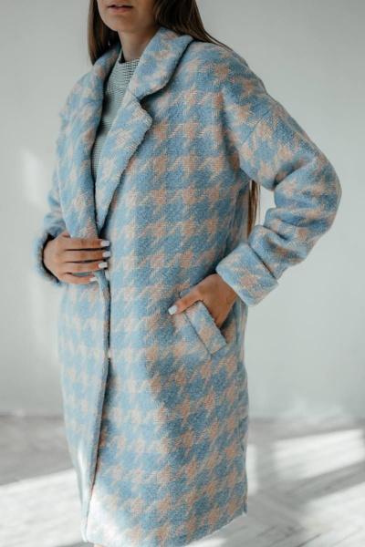 Пальто Стильная леди М-665 голубой - фото 9