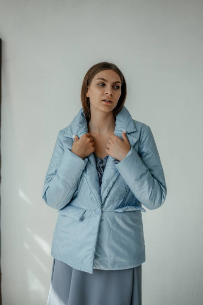 Куртка Стильная леди М-672 голубой - фото 4