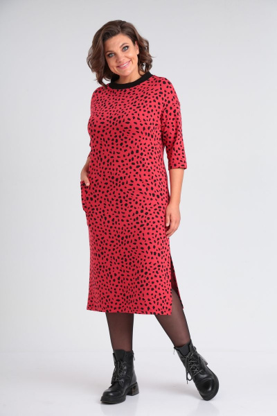 Платье Michel chic 2141 красный-леопард - фото 1