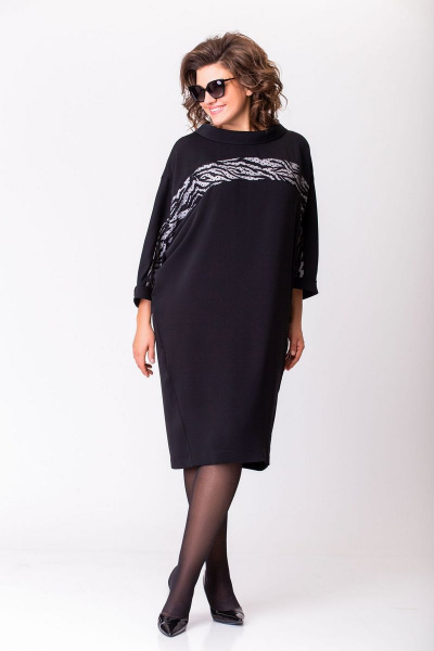 Платье EVA GRANT 7273 черный+тесьма_зебра - фото 2