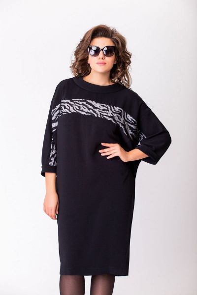 Платье EVA GRANT 7273 черный+тесьма_зебра - фото 7
