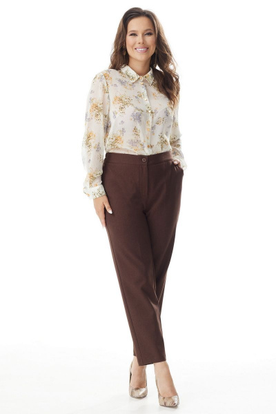 Блуза, брюки, жилет Магия моды 2314 зеленый-коричневый - фото 4