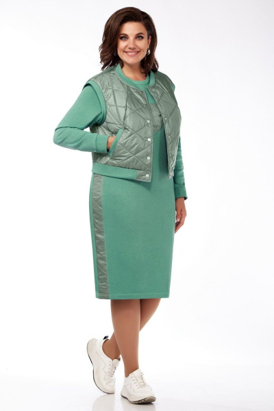 Жилет, платье БагираАнТа 895 зеленый - фото 1