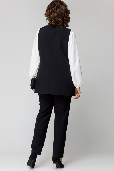 Блуза, брюки, жилет EVA GRANT 7244 черный+белый - фото 13