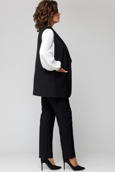 Блуза, брюки, жилет EVA GRANT 7244 черный+белый - фото 14