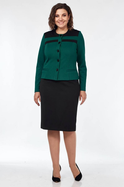 Жакет, юбка Lady Style Classic 388 зеленый_с_черным - фото 1
