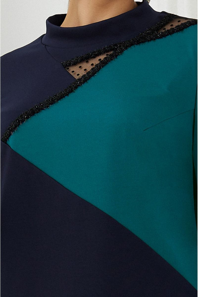 Джемпер, юбка Lissana 4812 синий-изумруд - фото 5