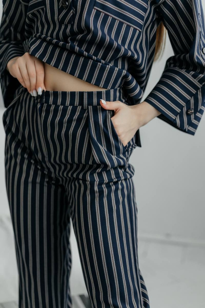 Блуза, брюки Стильная леди М-795 темно-синий-в-полоску - фото 11