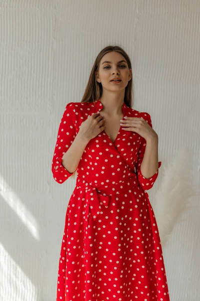 Платье Стильная леди М-273 красный - фото 2