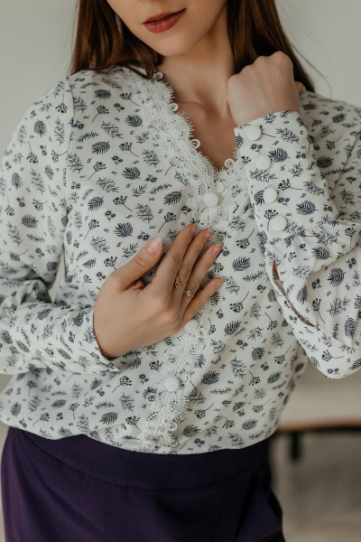Блуза Стильная леди М-621 молочный - фото 4