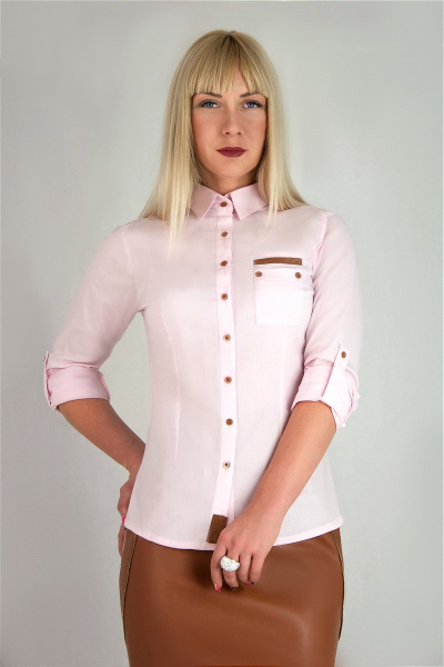 Рубашка Verina style 168-1 белый+розовая_полоска - фото 1