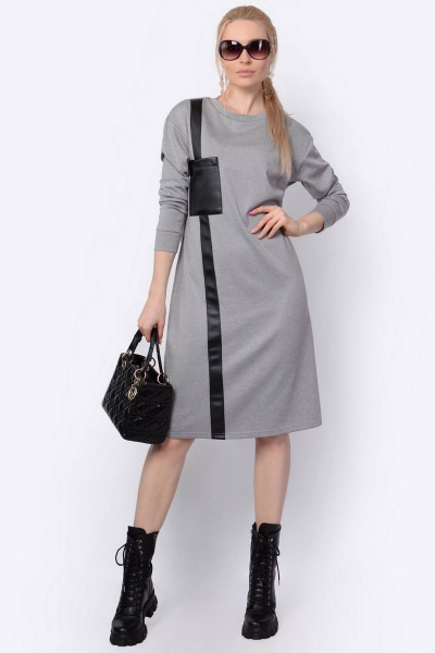Платье Patriciа C15030 серый меланж,черный - фото 1