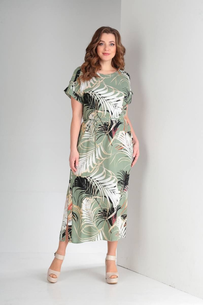 Платье, пояс TVIN 8038 тропические_листья - фото 1