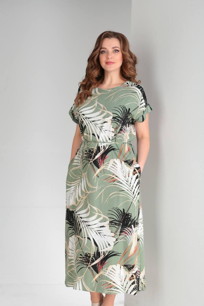 Платье, пояс TVIN 8038 тропические_листья - фото 9