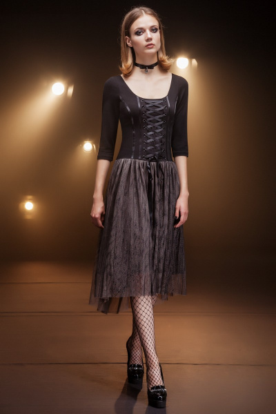 Платье Nova Line 5690 черно-бежевый - фото 1