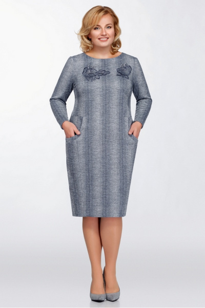 Платье БагираАнТа 436 серо-синий - фото 1