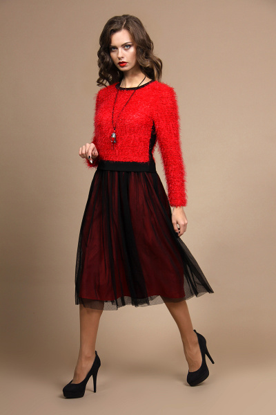 Платье Alani Collection 644 черно-красный - фото 1
