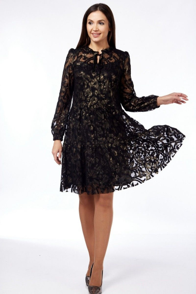 Платье Милора-стиль 1137 черный+золото - фото 1