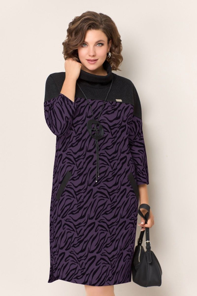 Платье VOLNA 1321 фиолетово-черный - фото 3
