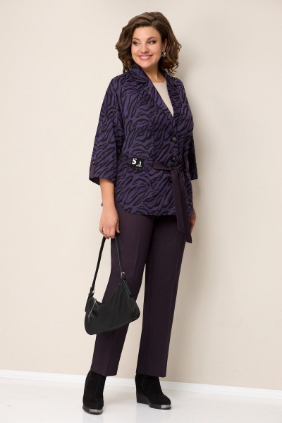 Блуза, брюки, жакет VOLNA 1295 фиолет,баклажан - фото 1