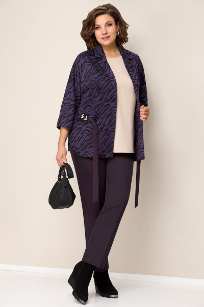 Блуза, брюки, жакет VOLNA 1295 фиолет,баклажан - фото 2