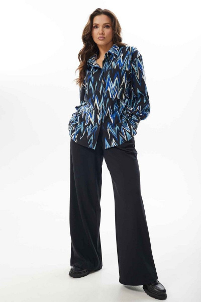 Блуза, брюки Mislana С1013 голубой+черный - фото 5