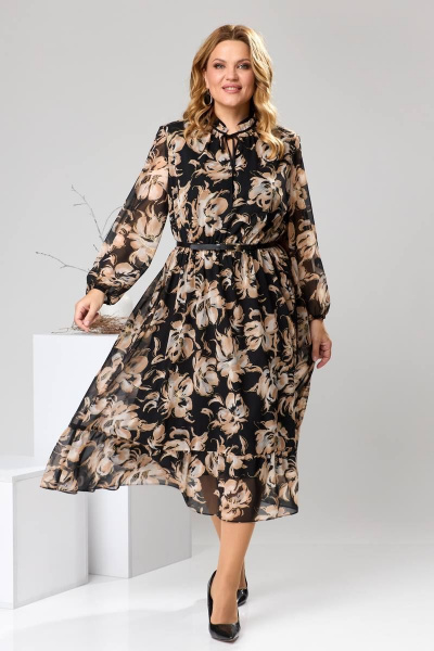 Платье Romanovich Style 1-2597 черный/коричневый - фото 1