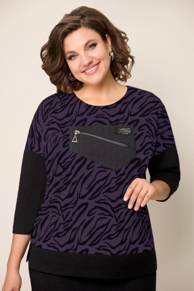 Джемпер, юбка VOLNA 1319 фиолетовый+черный - фото 2