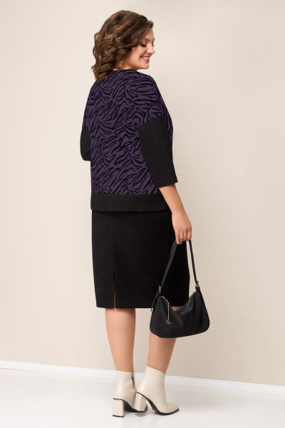 Джемпер, юбка VOLNA 1319 фиолетовый+черный - фото 3