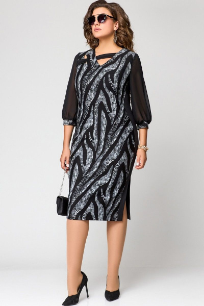 Платье EVA GRANT 7220 черный+серый - фото 1
