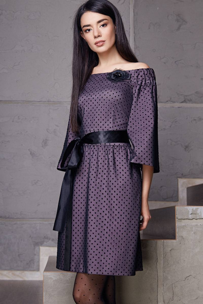 Платье LaVeLa L1729 черный/сиреневый - фото 1