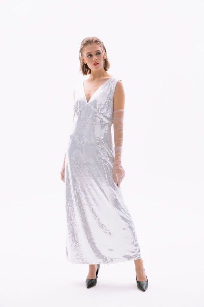Перчатки, платье NikVa 410-2 серебро - фото 4