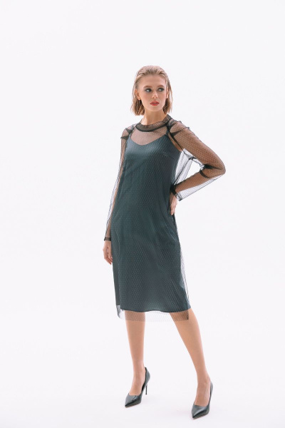 Накидка, платье NikVa 415-1 графит-черный - фото 3