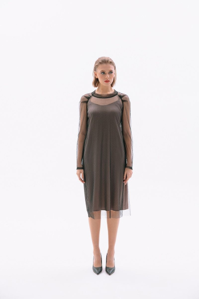 Накидка, платье NikVa 415-2 кофе-черный - фото 1
