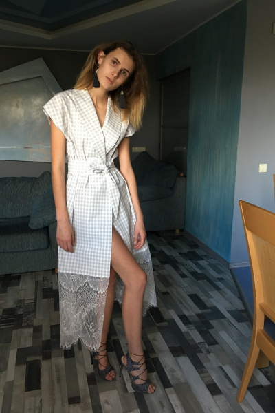 Платье Tanya Arzhanova 0048ТА серо-белая-клетка - фото 2
