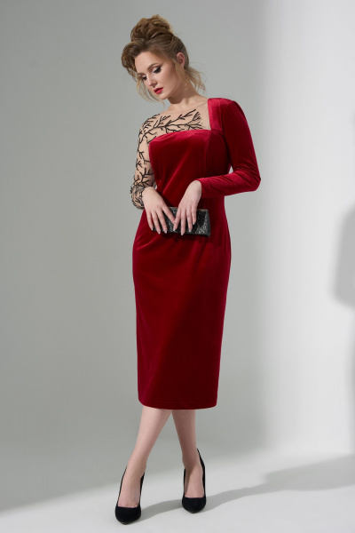 Платье Euromoda 485 красный - фото 4