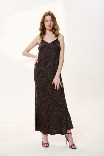 Платье FLAIM 1032.03 черный-коричневый - фото 4
