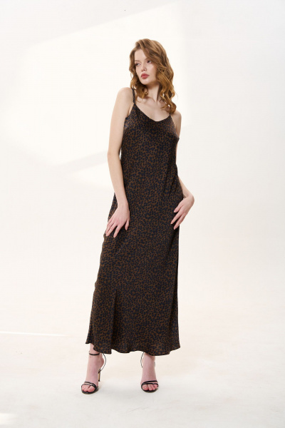 Платье FLAIM 1032.03 черный-коричневый - фото 1