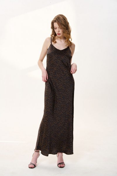 Платье FLAIM 1032.03 черный-коричневый - фото 2